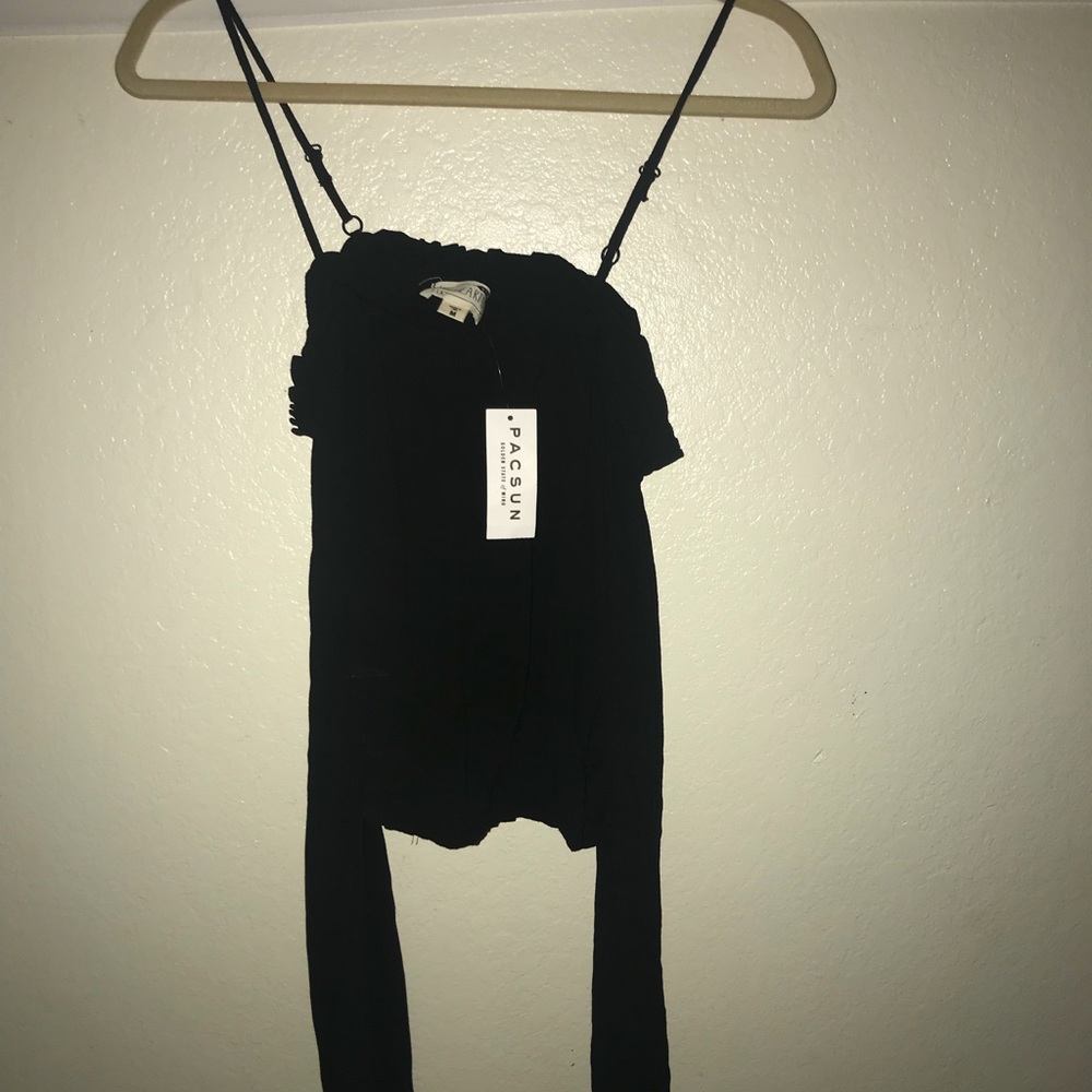 Black off the shoulder bell sleeve bohemian shirt